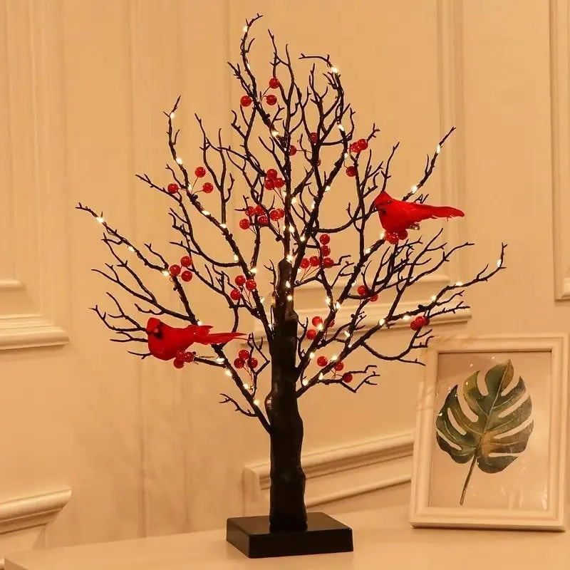 Árbol Vintage Luminoso con Cardenales
