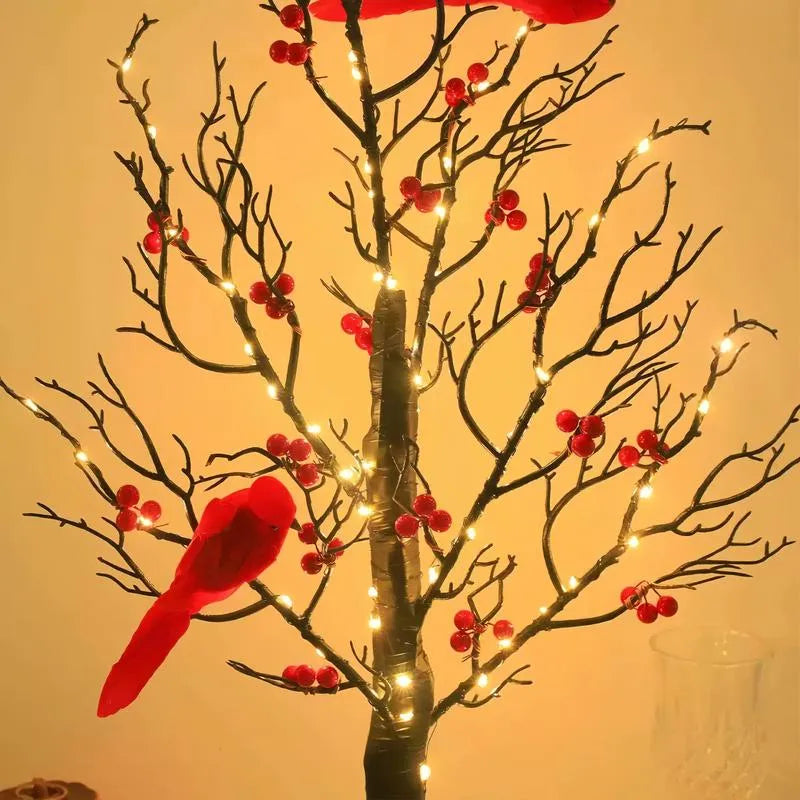 Árbol Vintage Luminoso con Cardenales