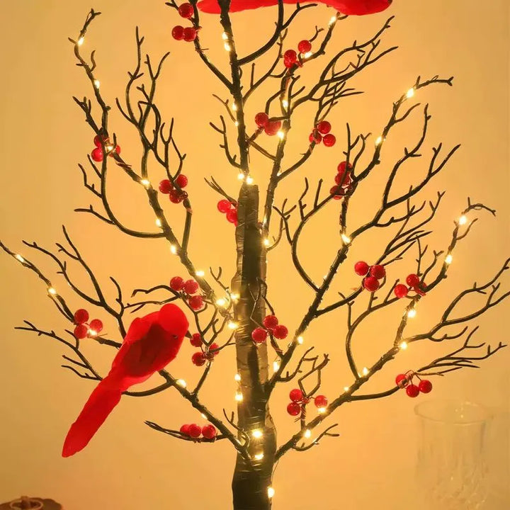 Árbol Vintage Luminoso con Cardenales