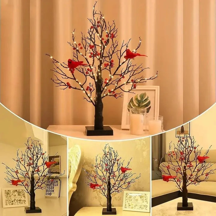 Árbol Vintage Luminoso con Cardenales