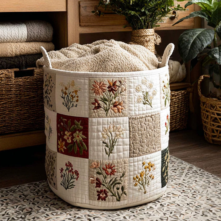 Cesta de Ropa Acolchada – con Diseño Floral NCU0PTT737