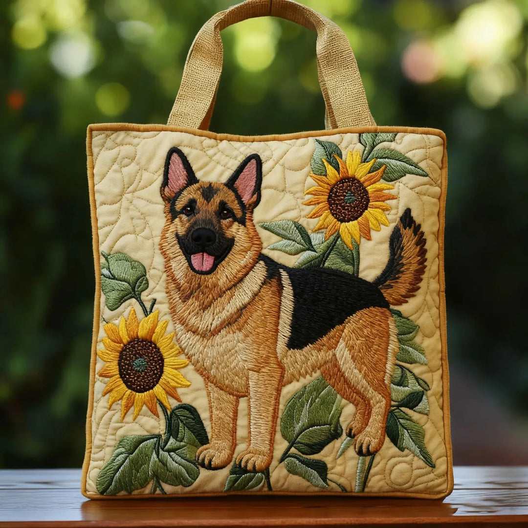 Bolso Hecho a Mano Floral de Pastor Alemán