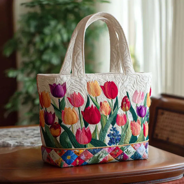 Bolso Acolchado Hecho a Mano – Jardín de Tulipanes
