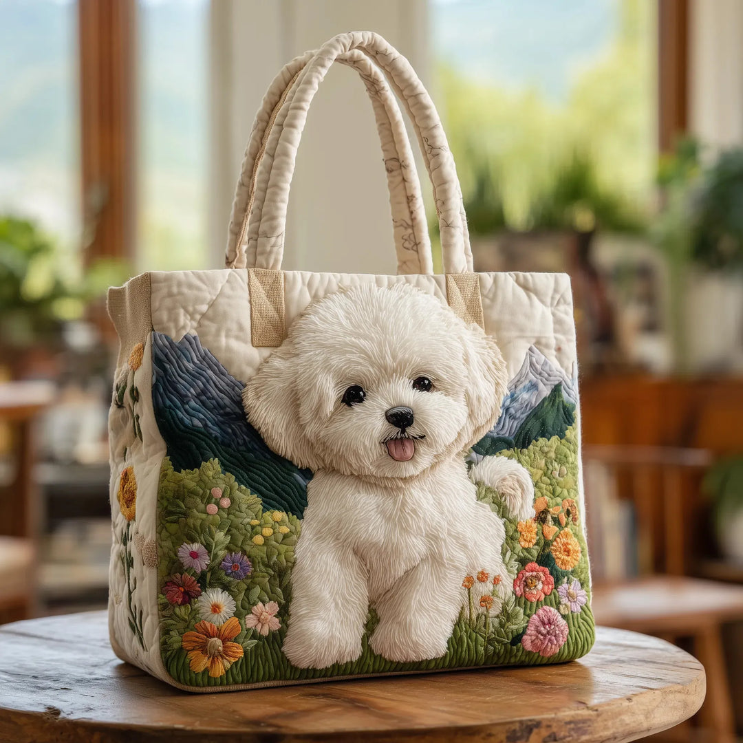 Bolso Acolchado Hecho a Mano con Motivo de Perro