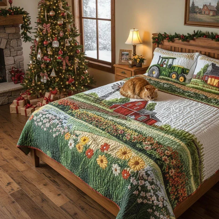 Juego de Cama Acolchado de 3 Piezas – Granja Feliz
