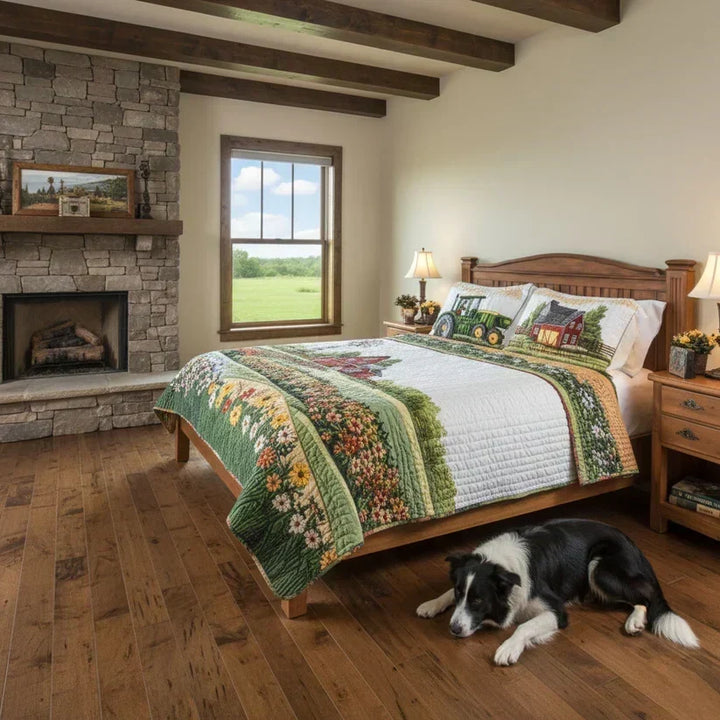 Juego de Cama Acolchado de 3 Piezas – Granja Feliz