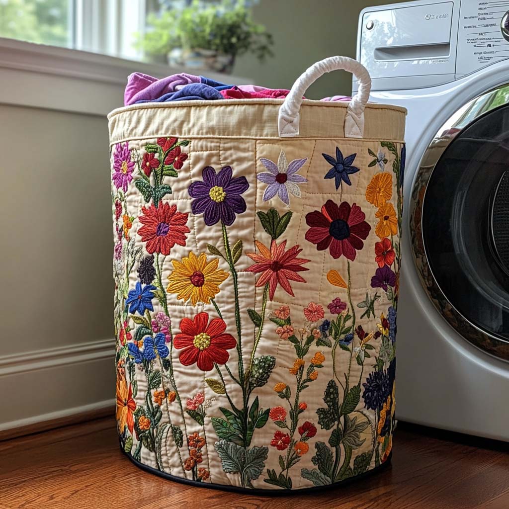 Cesta de Ropa Acolchada – con Estampado Floral NCU0DV713