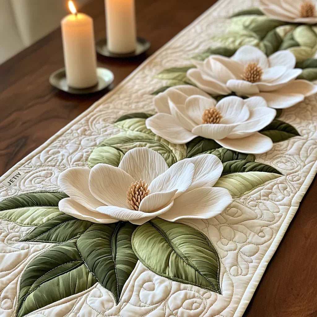 Camino de Mesa Acolchado - Elegancia en Flores