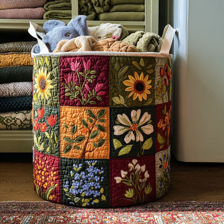 Cesta de Ropa Acolchada – con Flores Delicadas NCU0PTT1291