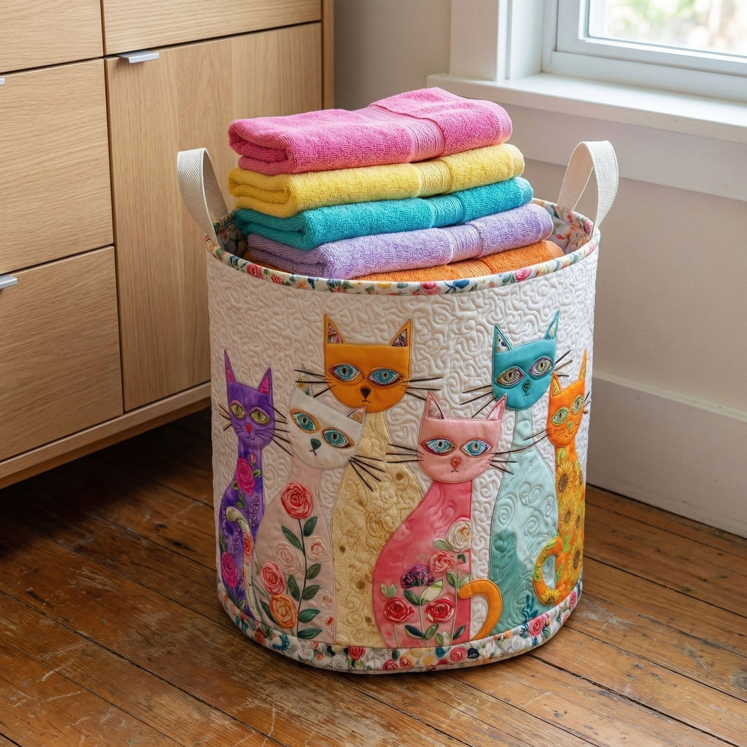Cesta de Ropa Acolchada – con Gato Alegre NCU0PTT3034