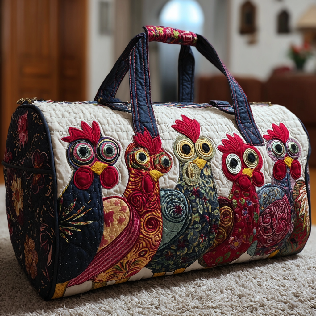 Bolso de Viaje Acolchado – Gallinas en el Campo