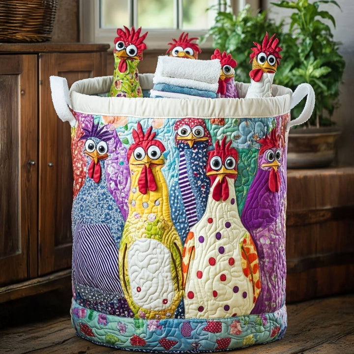 Cesta de Ropa Acolchada – con Gallinas de Campo NCU0PTT777