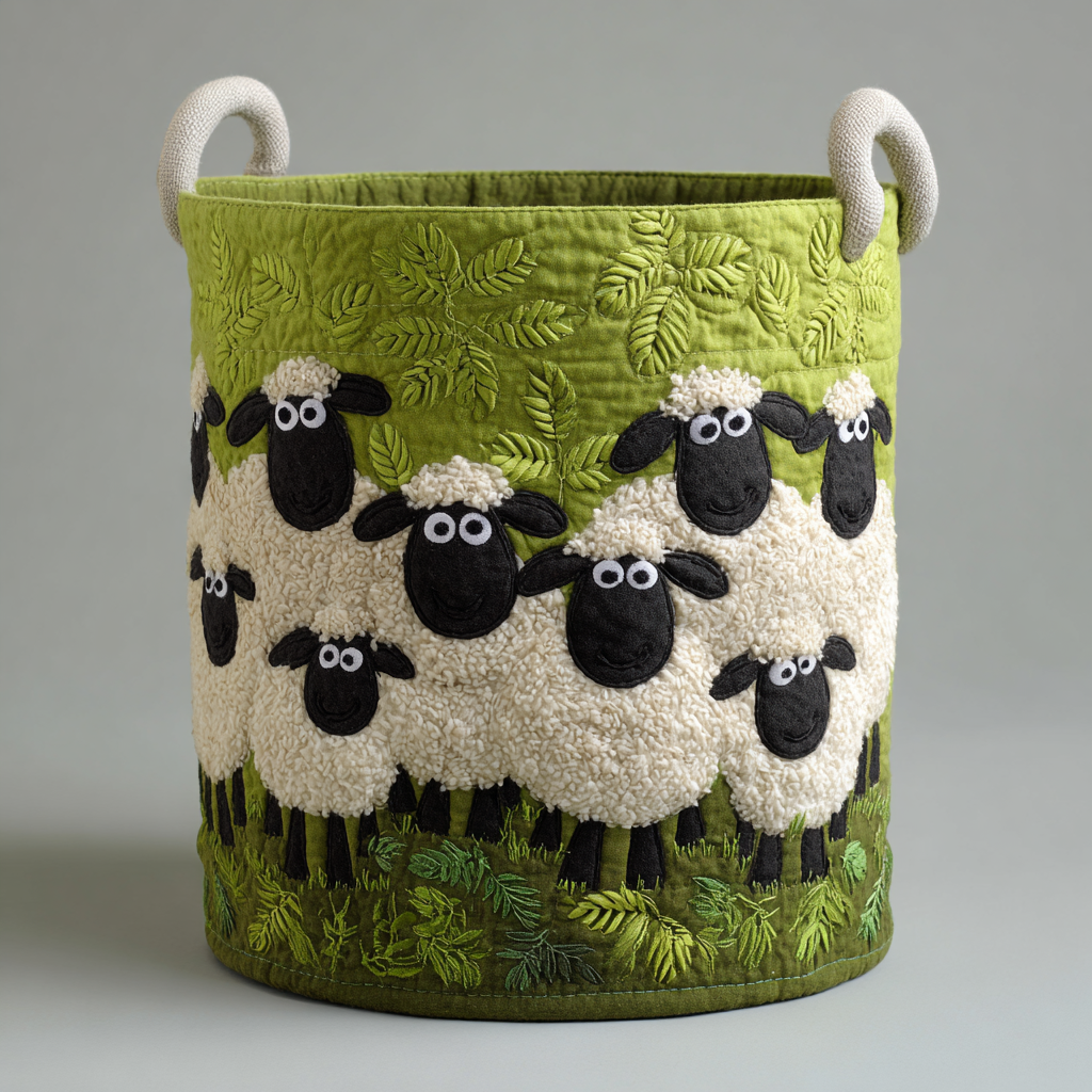 Cesta de Ropa Acolchada – con Ovejitas NCU0DDK1806