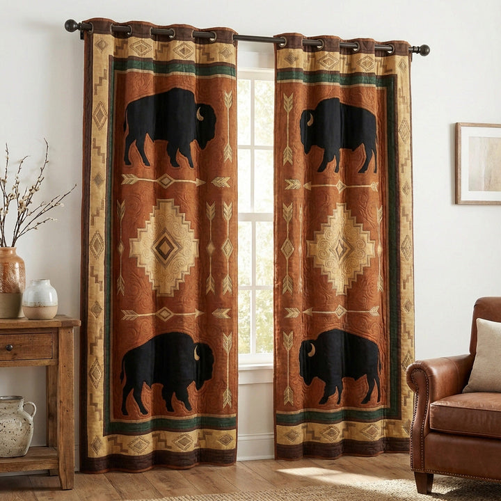 Cortinas Acolchadas – Búfalo Conectado a la Tierra NCU0TV1623