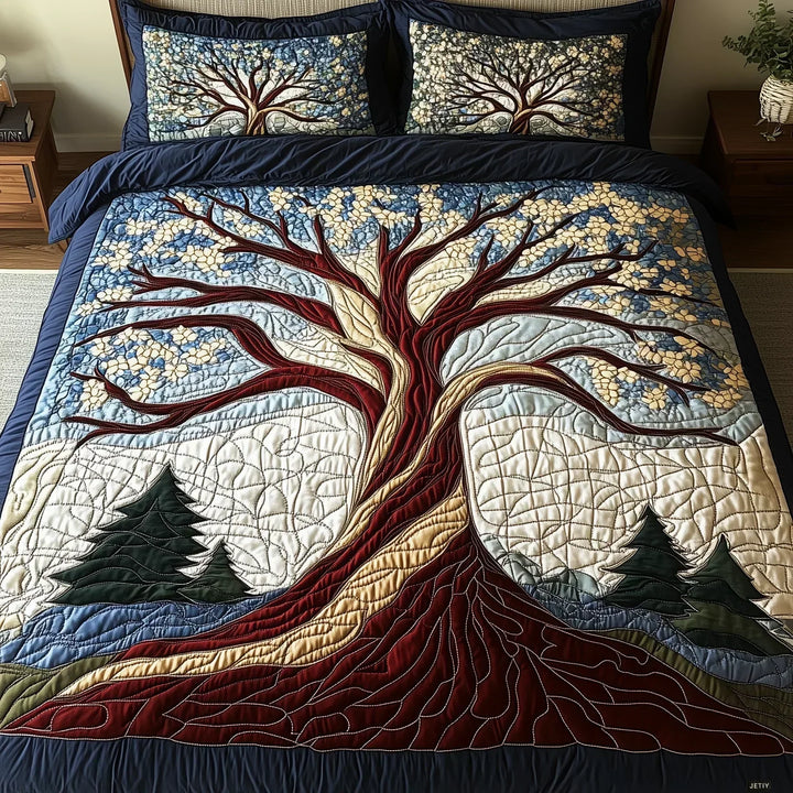 Juego de Cama Acolchado de 3 Piezas – Armonía del Bosque