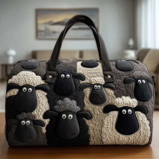 Bolso de Viaje Acolchado – Ovejas en el Campo Verde