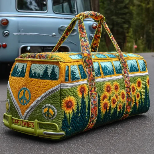 Bolso de Viaje Acolchado – Van Hippie con Girasoles