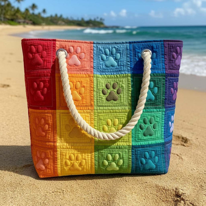Bolso de Playa Hecho a Mano | Parche de Huella de Pata