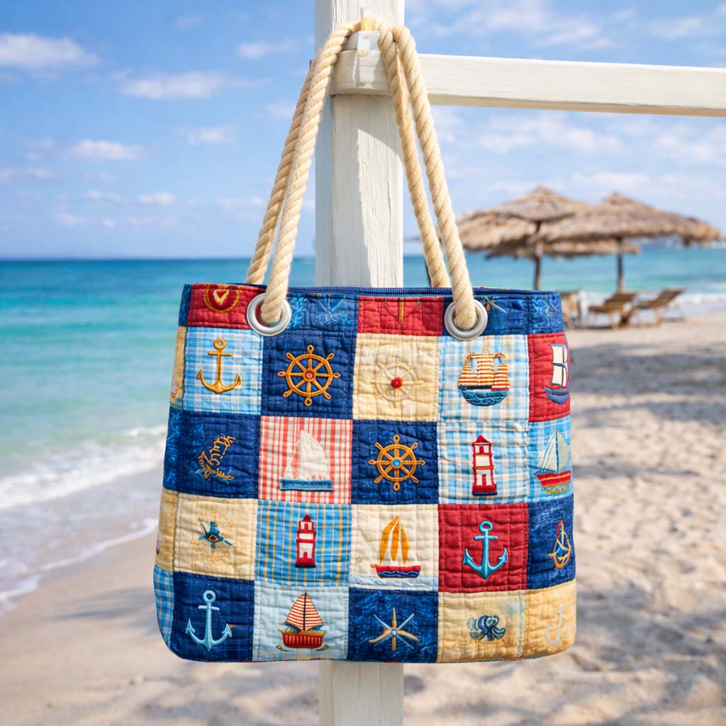 Bolso de Playa Hecho a Mano | Patchwork Marino