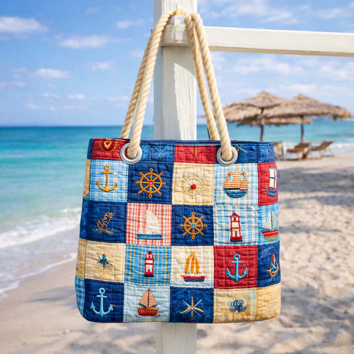 Bolso de Playa Hecho a Mano | Patchwork Marino