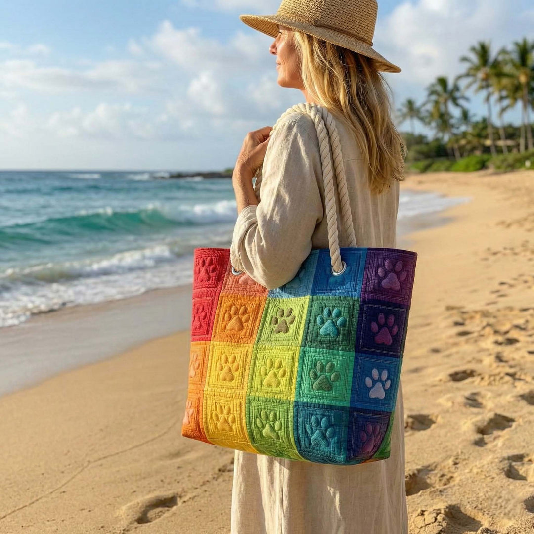 Bolso de Playa Hecho a Mano | Parche de Huella de Pata
