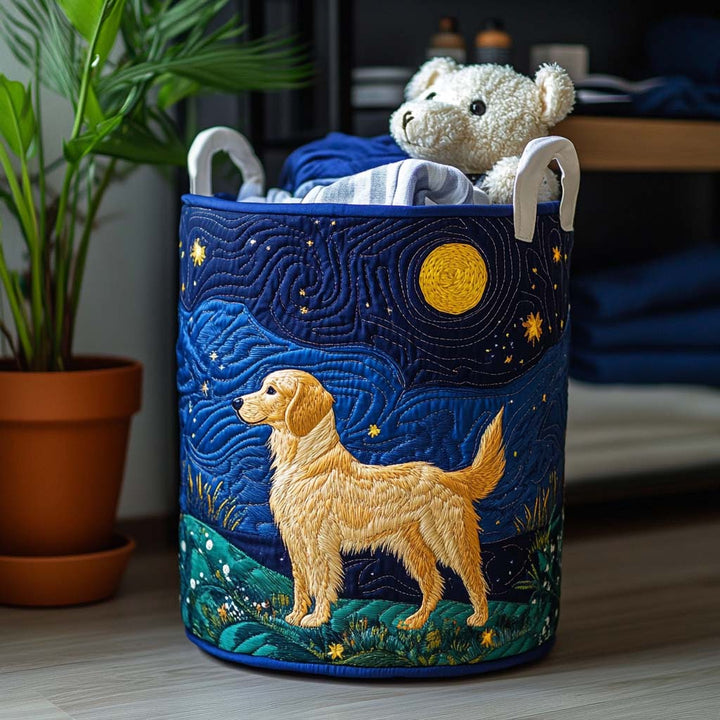 Encanto de Perro Dorado | Cesta de Ropa Hecha a Mano