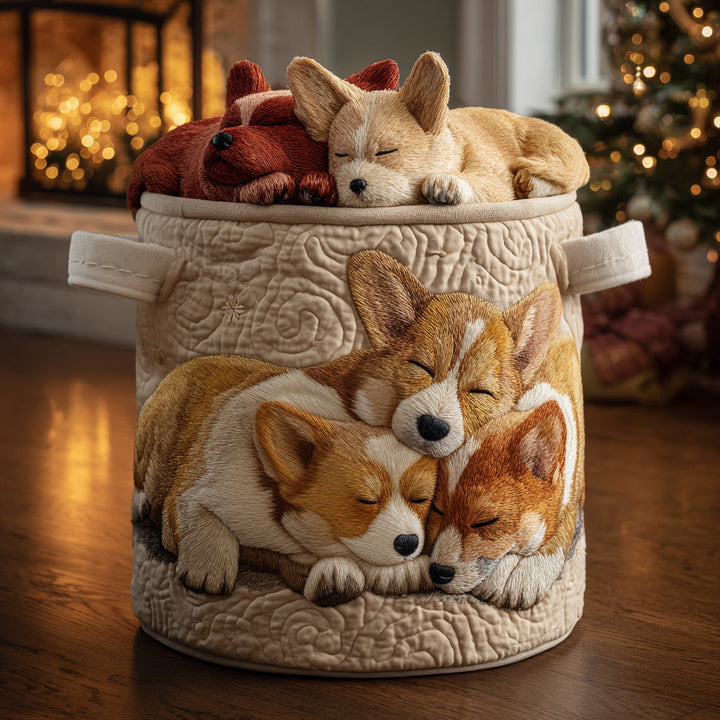 Cesta de Ropa Acolchada – con Corgi Navideño NCU0DV1144