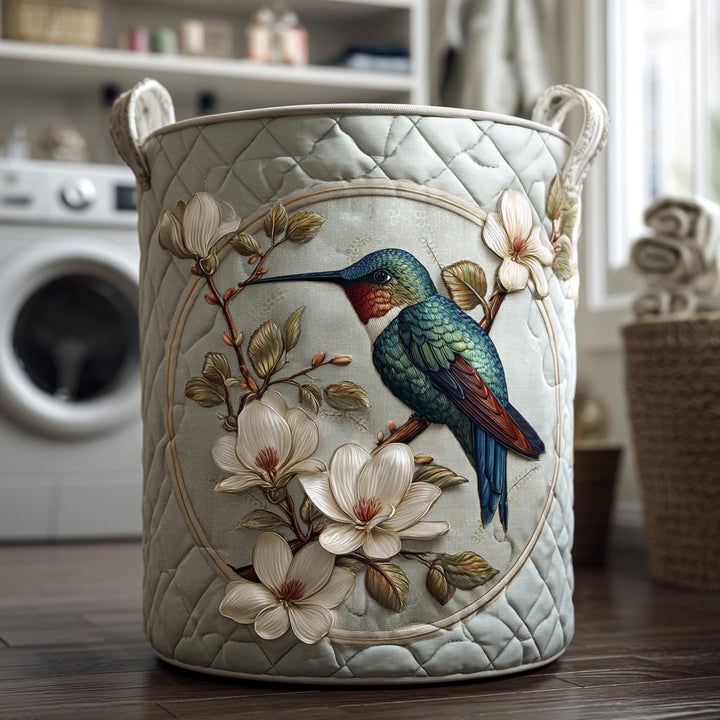 Cesta de Ropa Acolchada – con Colibrí y Detalles de Encaje NCU0DV567