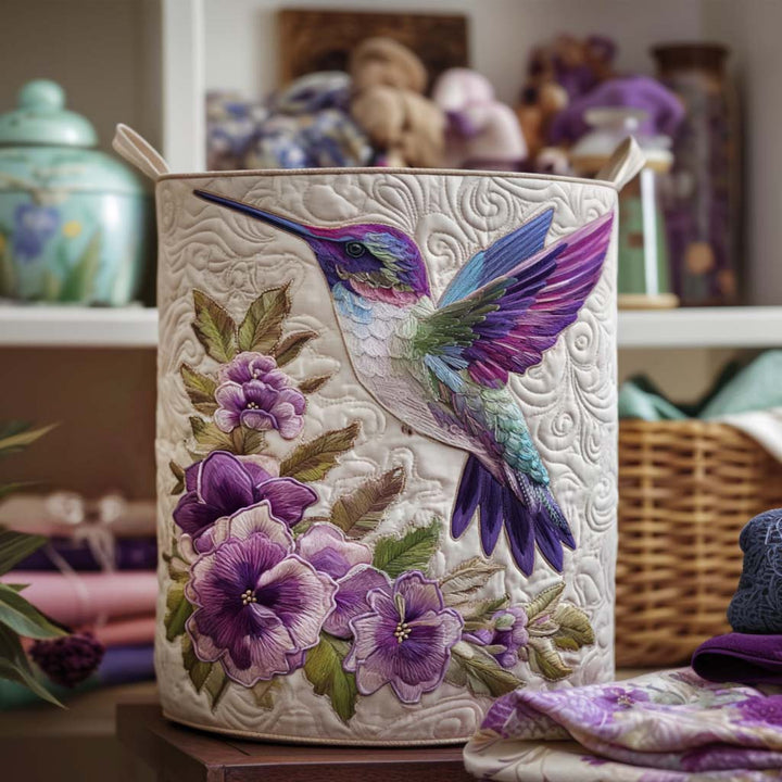 Cesta de Ropa Acolchada – con Colibrí y Flores NCU0NNT1418