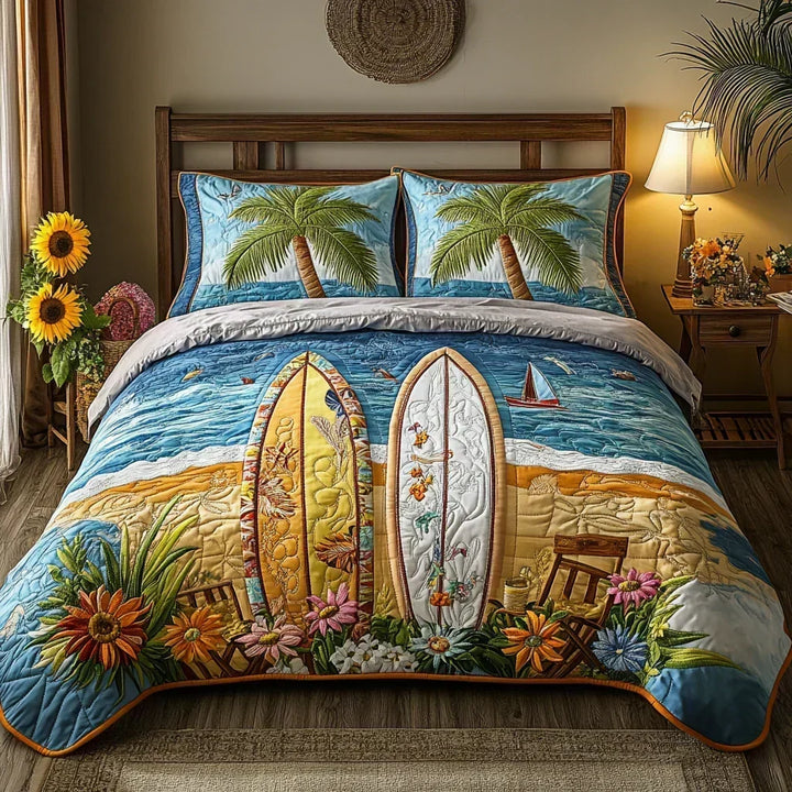 Juego de Cama Acolchado de 3 Piezas – Brisa de la Isla