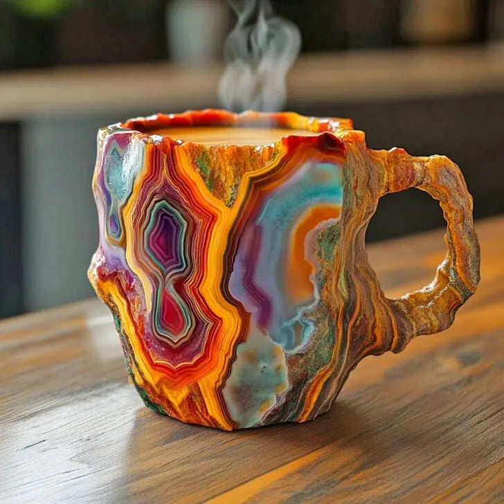 Tazas de Café con Cristales de Minerales Integrados