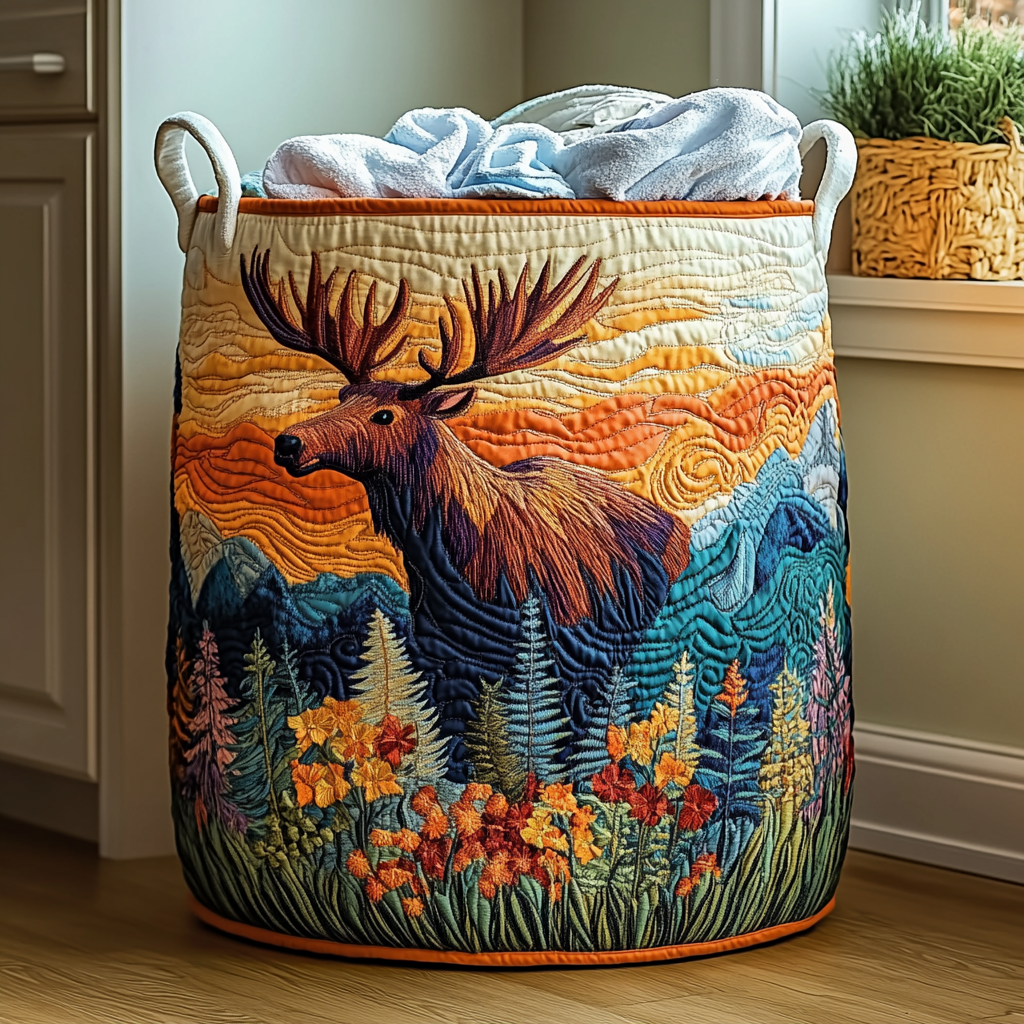 Cesta de Ropa Acolchada – con Paisaje de Bosque NCU0QN056