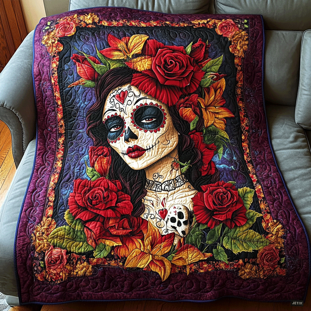 Manta Acolchada – Calavera Floral Mística NCU0TL1909