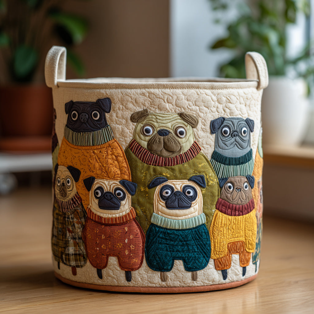 Cesta de Ropa Acolchada – con Pug NCU0DV1654