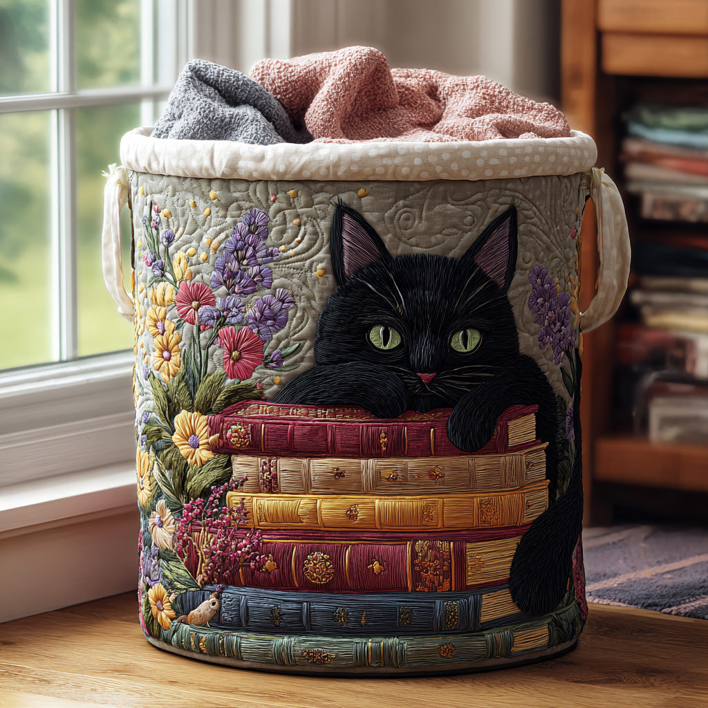 Cesta de Ropa Acolchada – con Gato y Libros NCU0PVL564