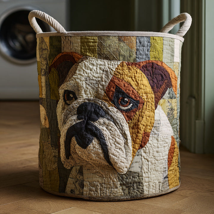 Cesta de Ropa Acolchada – con Bulldog Estilo Rústico NCU0HNH020