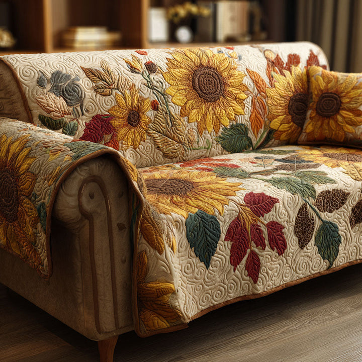 Funda de Sofá Acolchada – con Girasoles Rústicos NCU0TV544