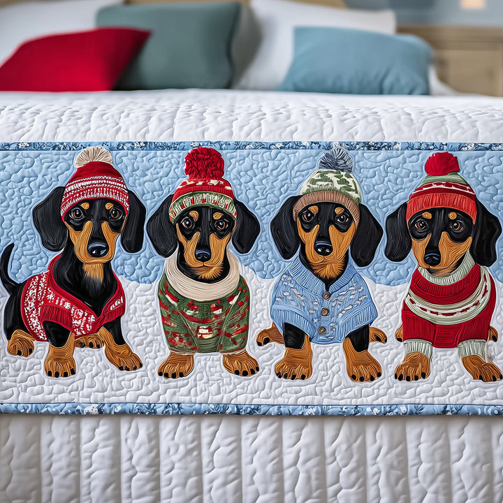 Camino de Cama Acolchado – Navideño con Perro Salchicha NCU0TH3542