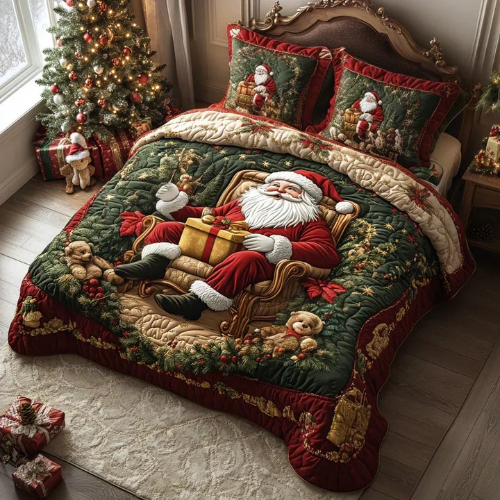 Juego de Cama Acolchado de 3 Piezas – Magia de Papá Noel
