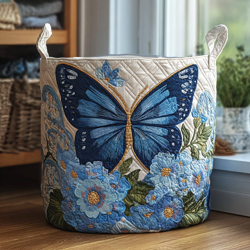 Cesta de Ropa Acolchada – con Mariposas y Flores NCU0PVL435