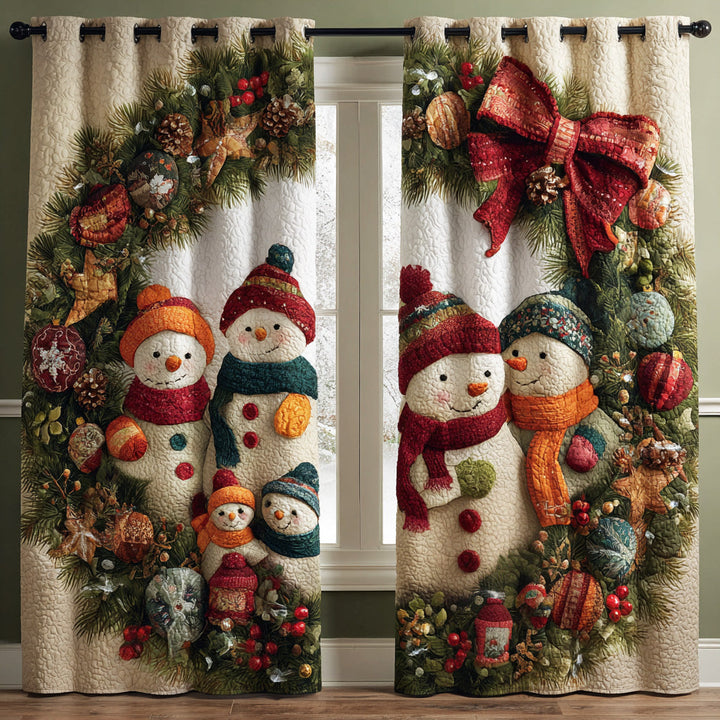Cortinas Acolchadas – Cortinas Plisadas de Invierno con Muñeco de Nieve NCU0TD1482