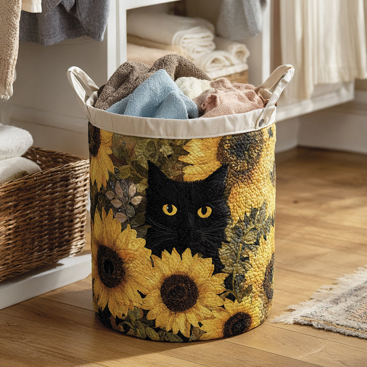 Cesta de Ropa Acolchada – con Gato Negro y Girasol NCU0HNH037