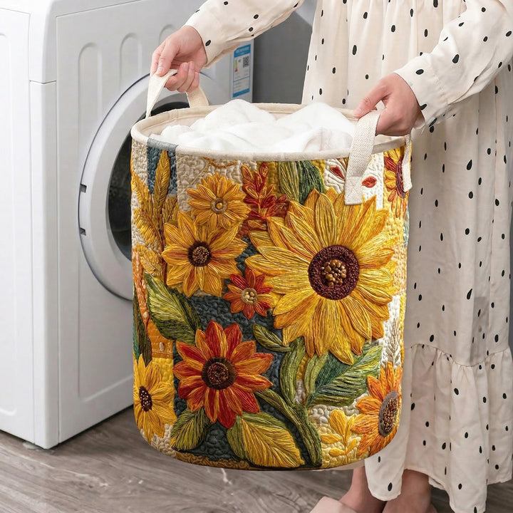 Sueño de Girasoles | Cesta de Ropa Acolchada