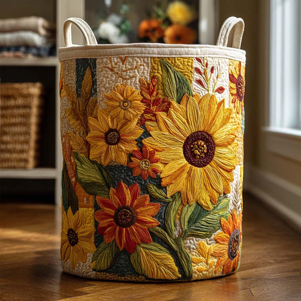Cesta de Ropa Acolchada – con Girasoles NCU0NTD015