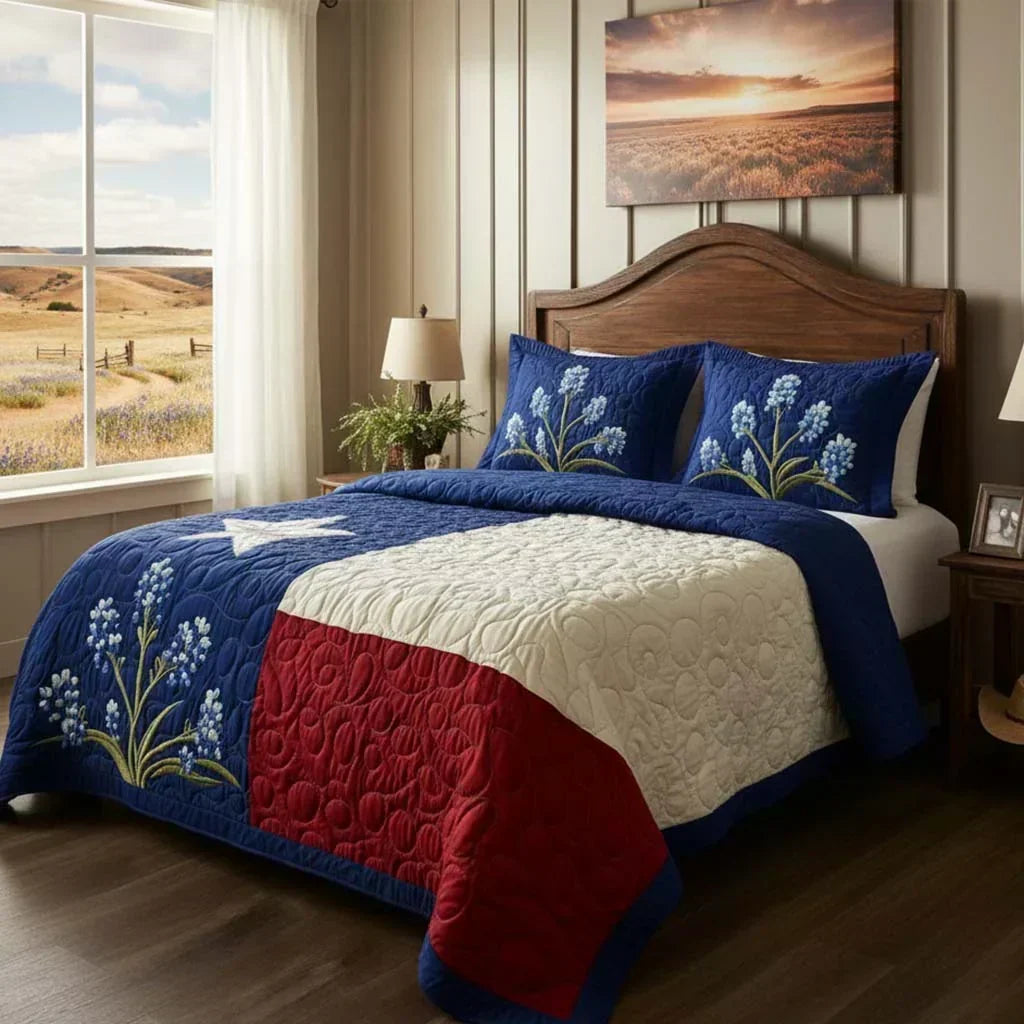 Juego de Cama Acolchado de 3 Piezas – Orgullo de Texas