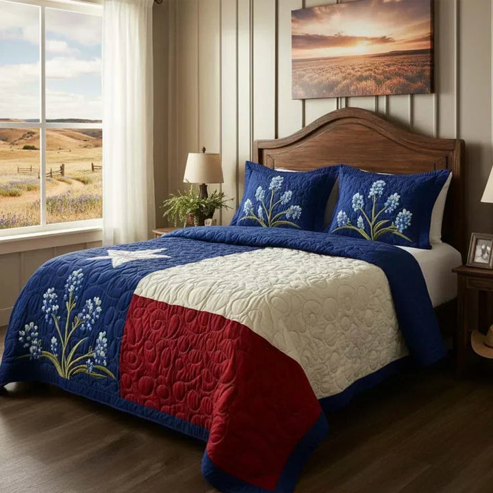 Juego de Cama Acolchado de 3 Piezas – Orgullo de Texas
