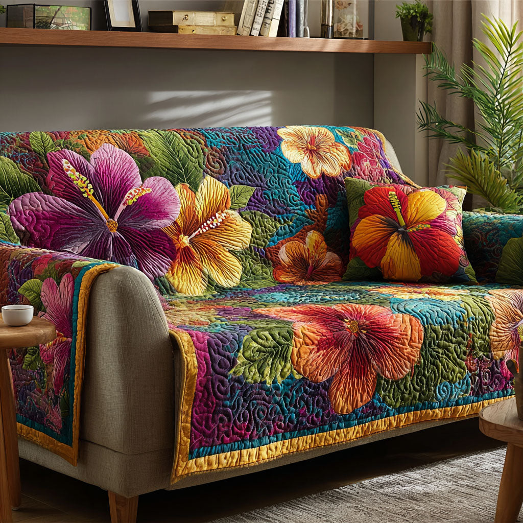 Funda de Sofá Acolchada – con Flores Tropicales NCU0TV533