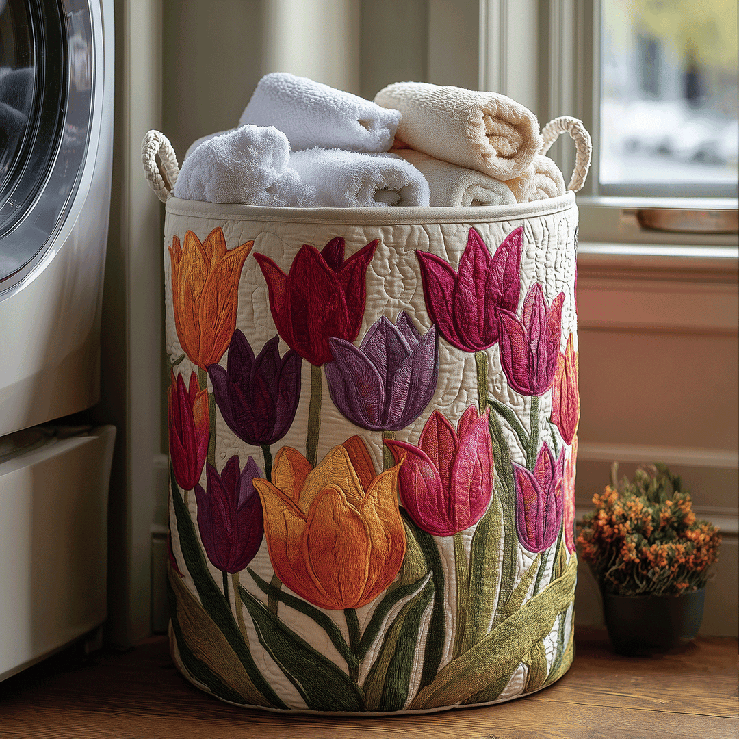 Cesta de Ropa Acolchada – con Tulipanes NCU0TH2905