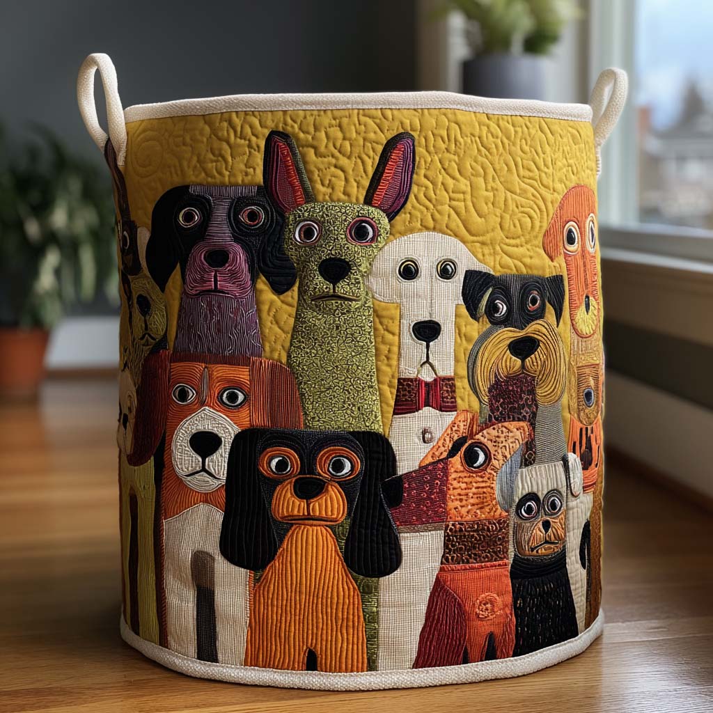 Cesta de Ropa Acolchada – con Motivo de Perro NCU0PTT1468