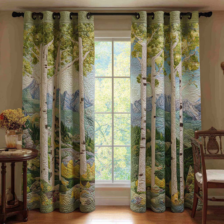 Cortinas Acolchadas – Sendero de Abedules con Flores Silvestres NCU0NT11281